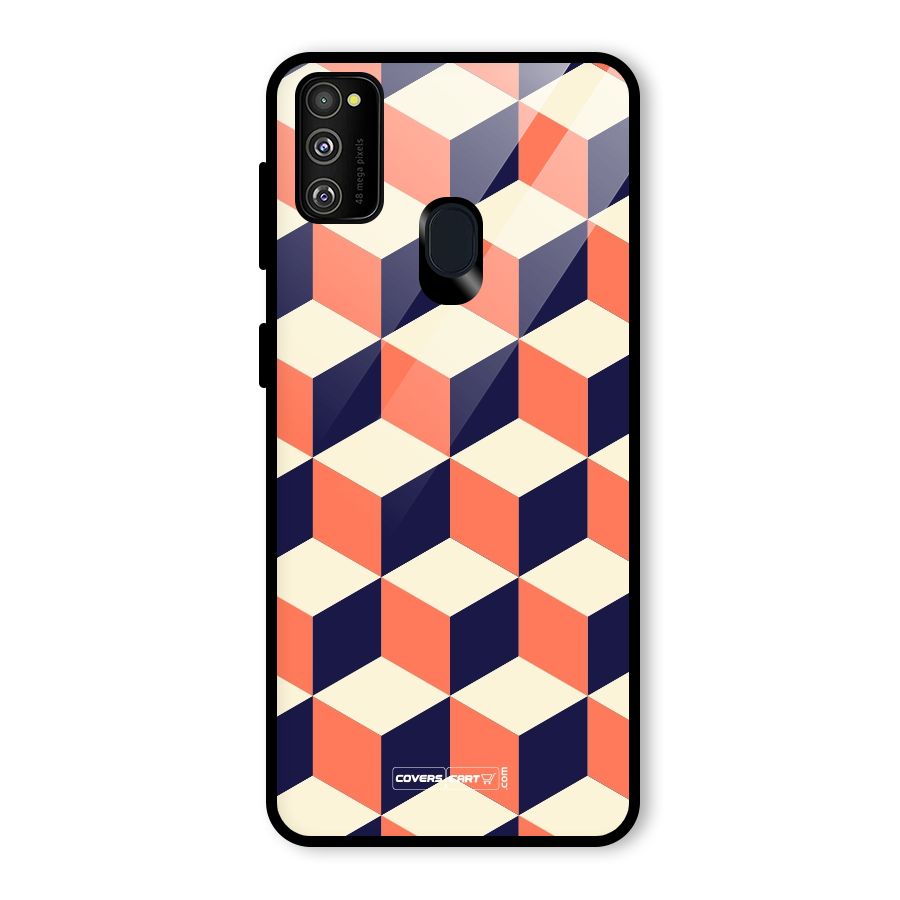 Cube Pattern Glass Back Case for Galaxy M30s