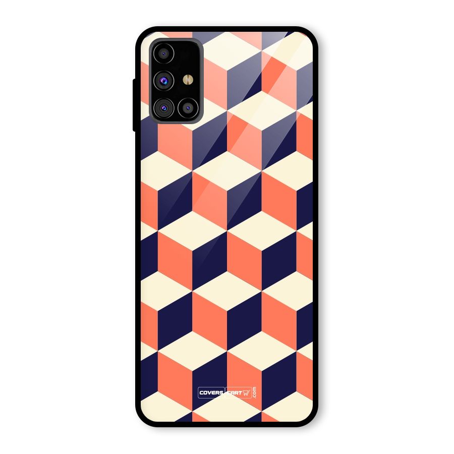Cube Pattern Glass Back Case for Galaxy M31s