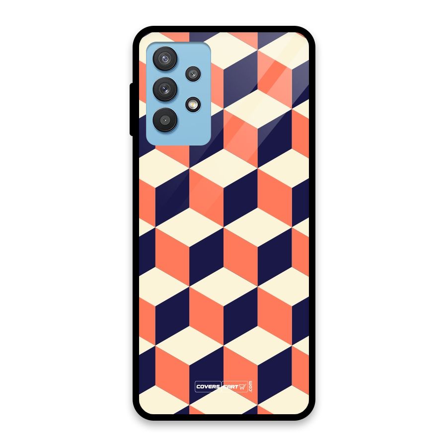 Cube Pattern Glass Back Case for Galaxy M32 5G