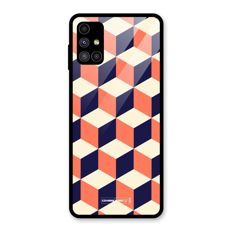 Cube Pattern Glass Back Case for Galaxy M51