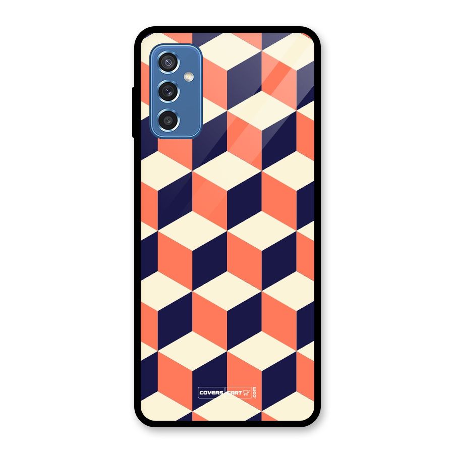 Cube Pattern Glass Back Case for Galaxy M52 5G