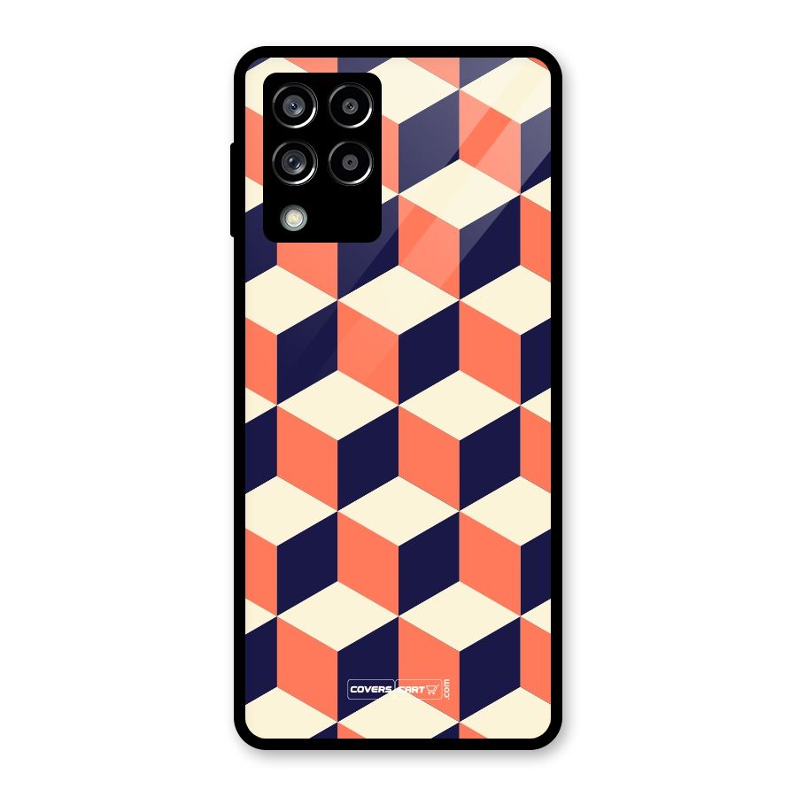 Cube Pattern Glass Back Case for Galaxy M53 5G