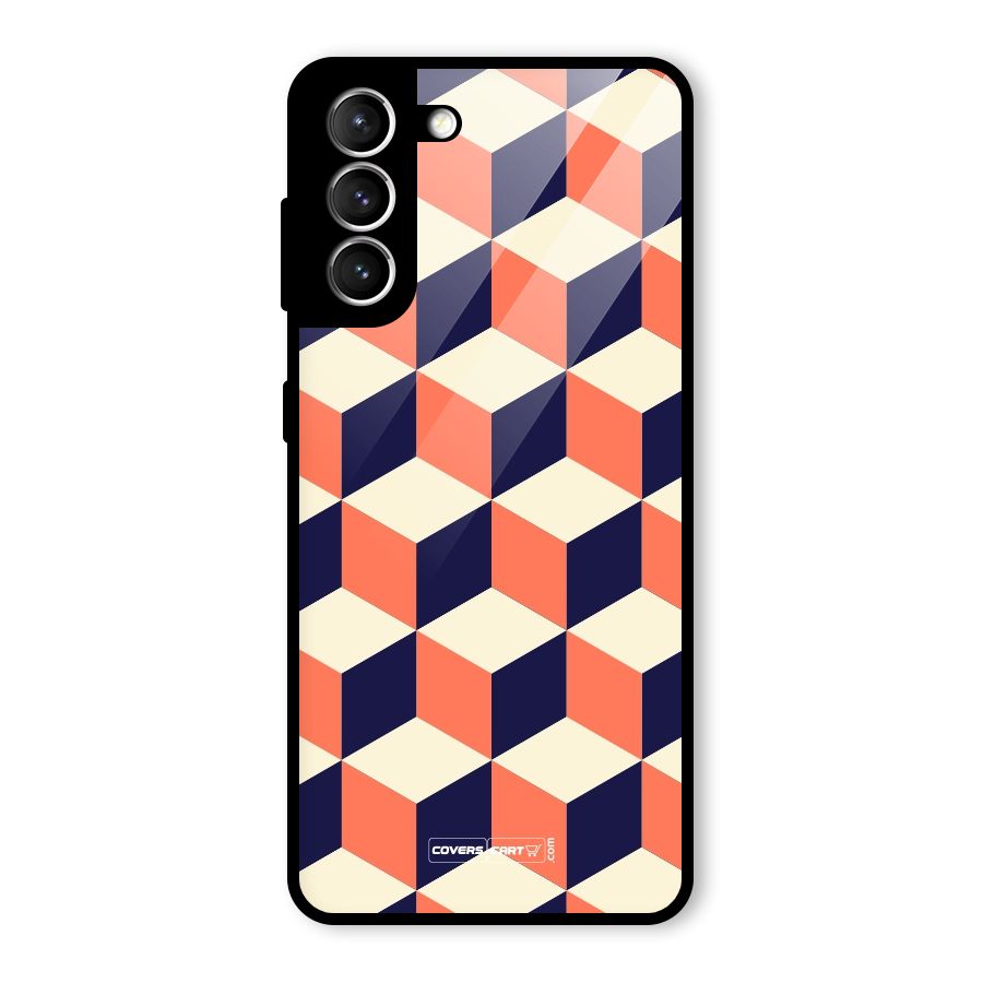 Cube Pattern Glass Back Case for Galaxy S21 5G