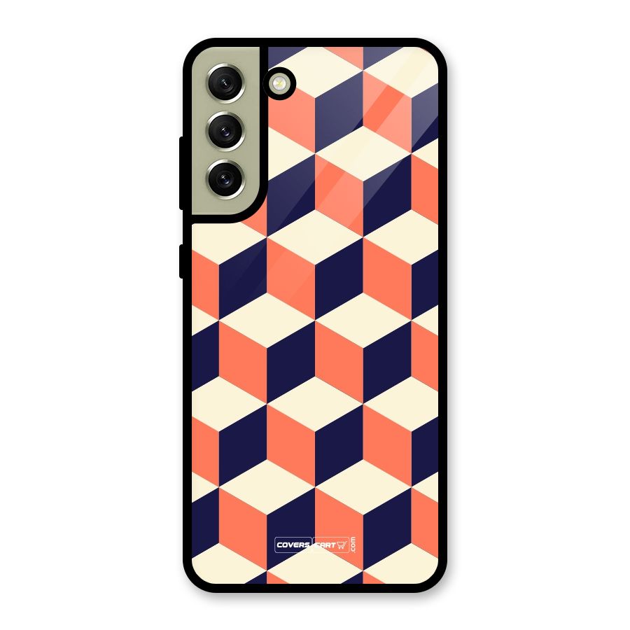 Cube Pattern Glass Back Case for Galaxy S21 FE 5G