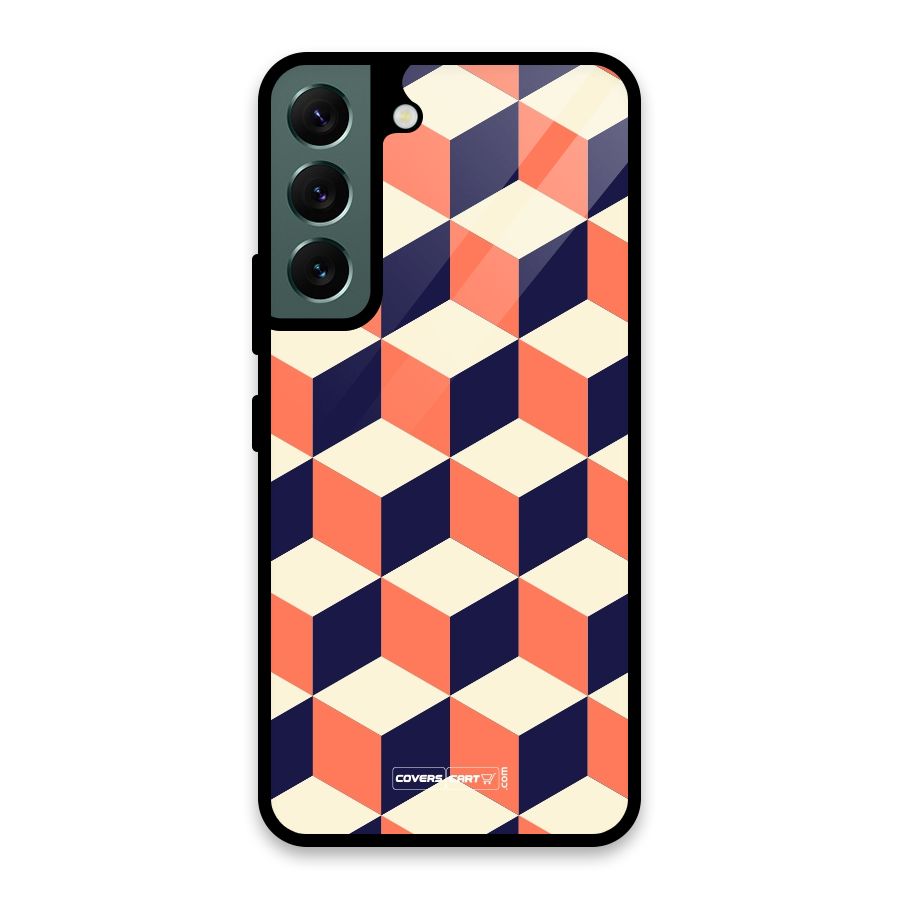 Cube Pattern Glass Back Case for Galaxy S22 5G