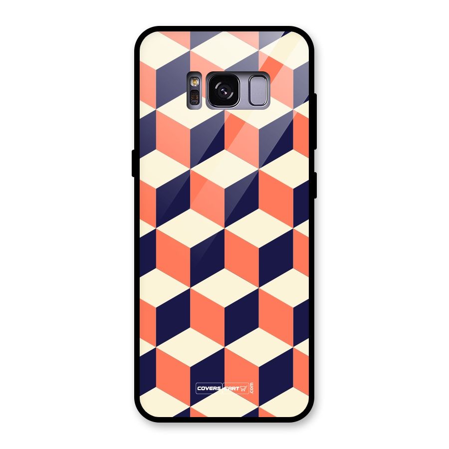Cube Pattern Glass Back Case for Galaxy S8