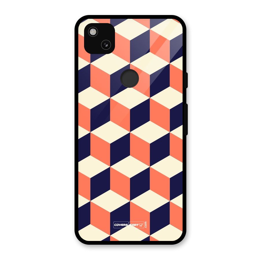 Cube Pattern Glass Back Case for Google Pixel 4a