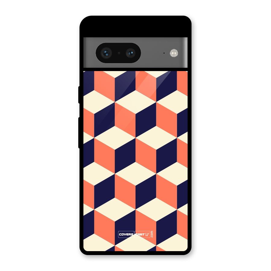 Cube Pattern Glass Back Case for Google Pixel 7
