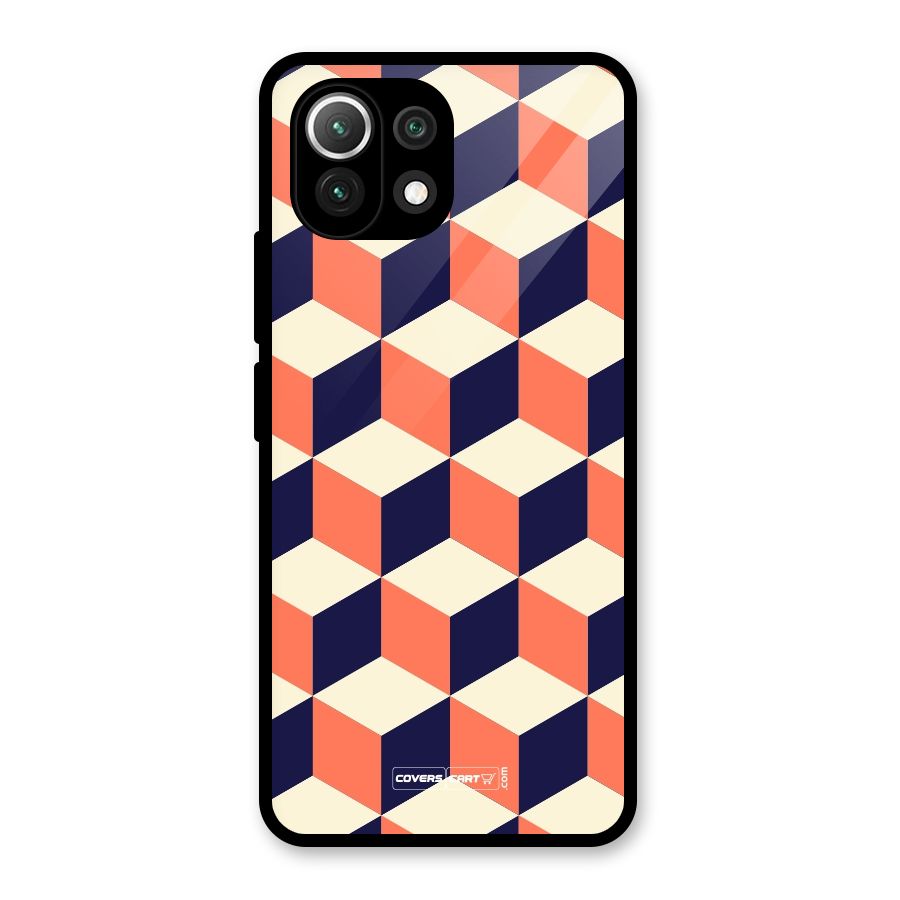 Cube Pattern Glass Back Case for Mi 11 Lite