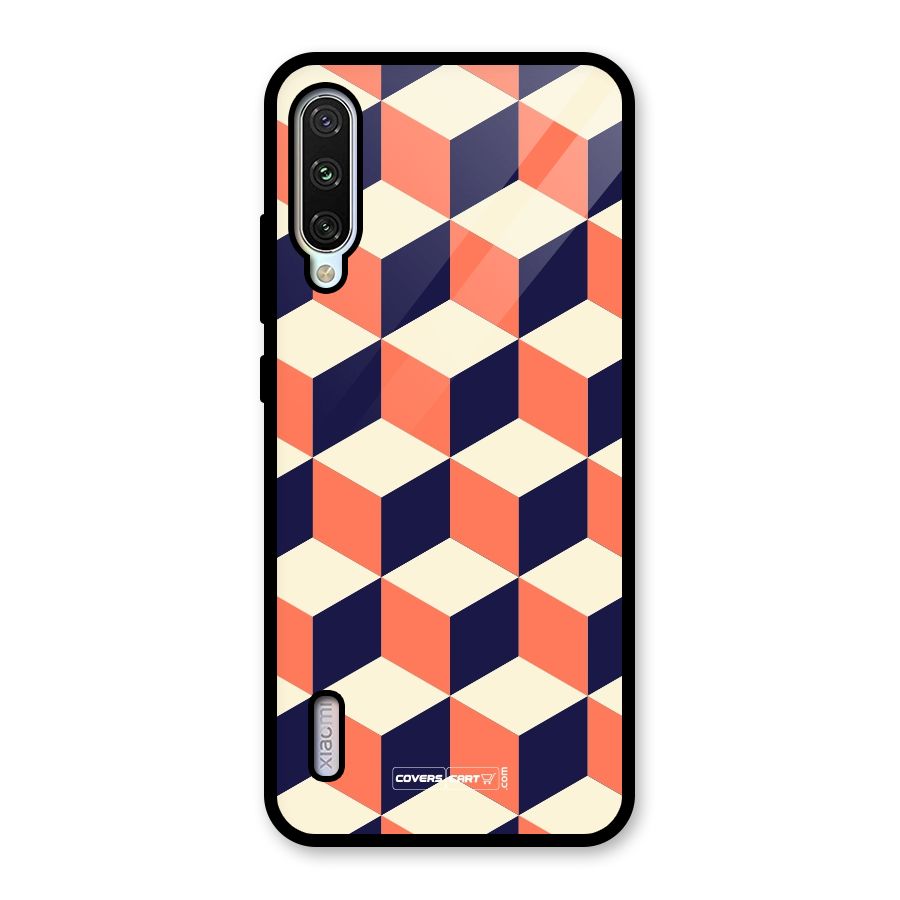 Cube Pattern Glass Back Case for Mi A3