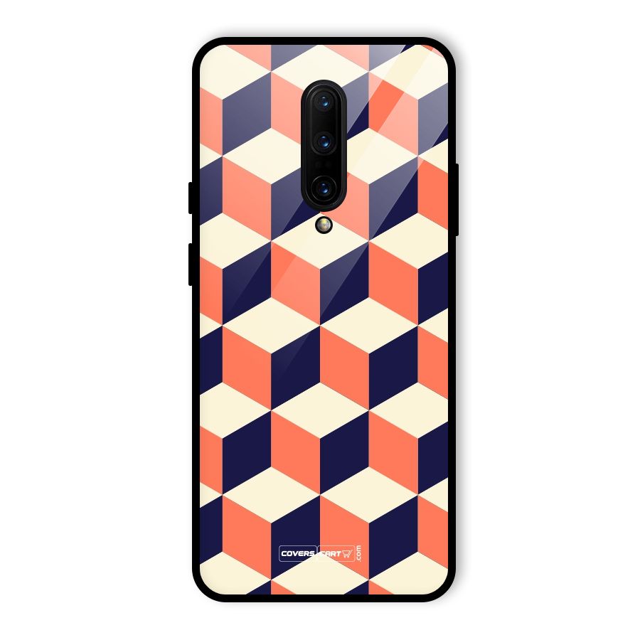 Cube Pattern Glass Back Case for OnePlus 7 Pro