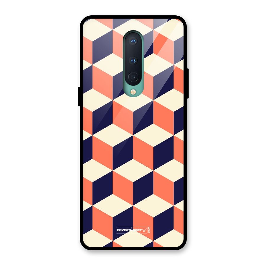 Cube Pattern Glass Back Case for OnePlus 8