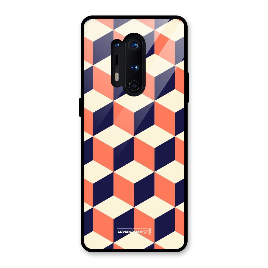Cube Pattern Glass Back Case for OnePlus 8 Pro