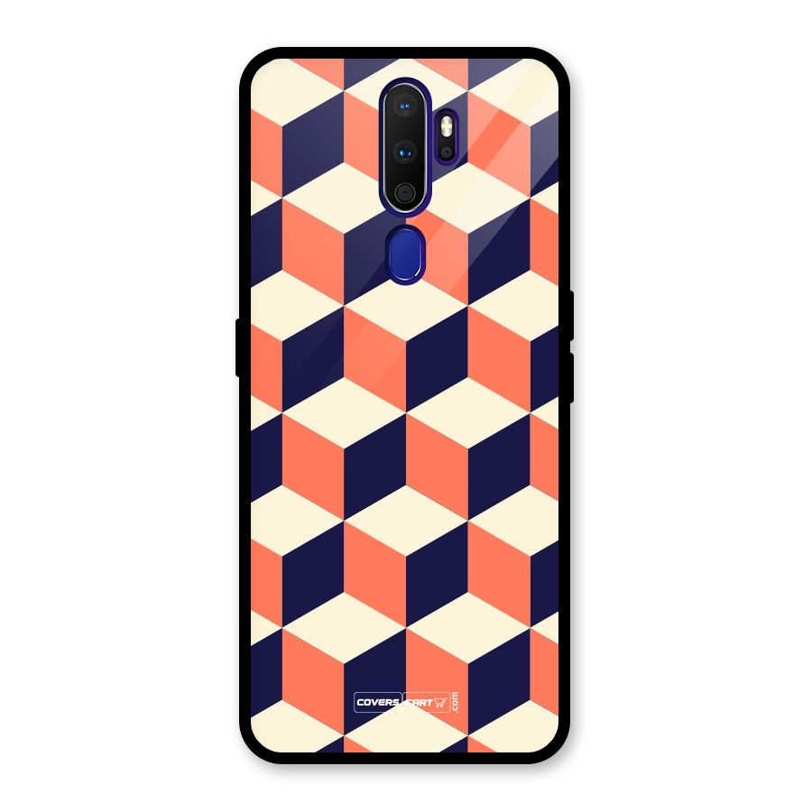 Cube Pattern Glass Back Case for Oppo A9 (2020)