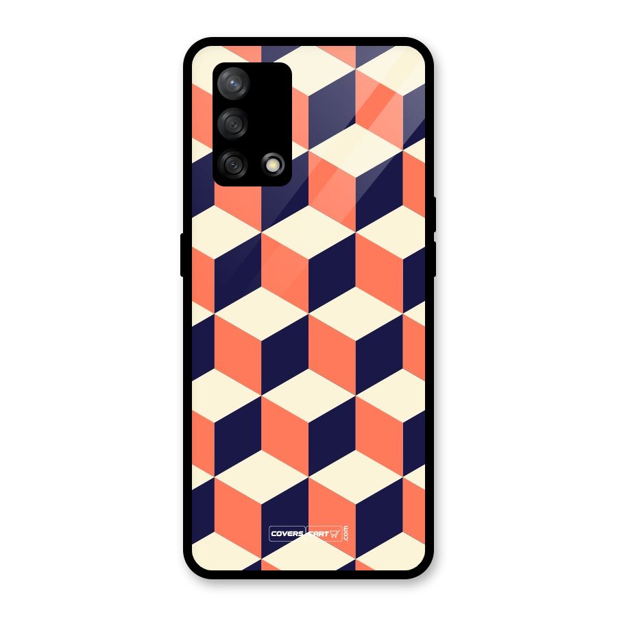 Cube Pattern Glass Back Case for Oppo F19