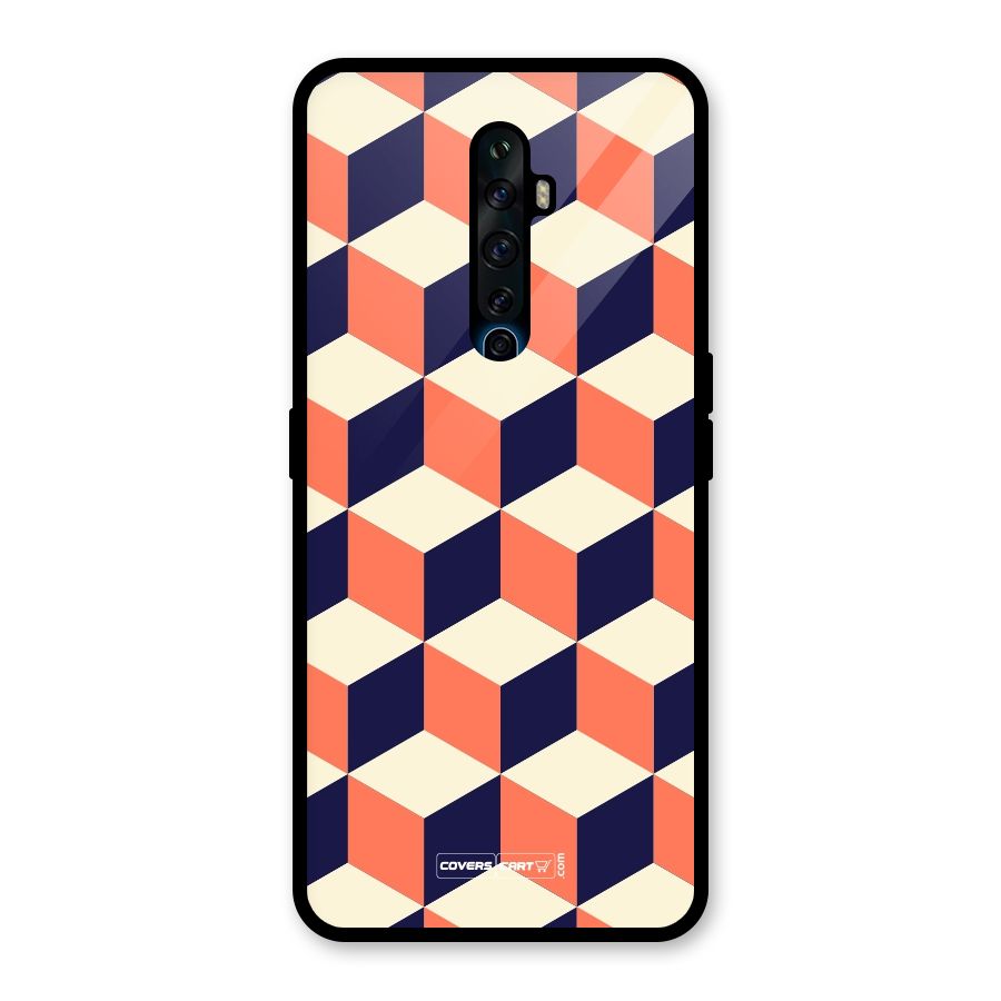 Cube Pattern Glass Back Case for Oppo Reno2 F