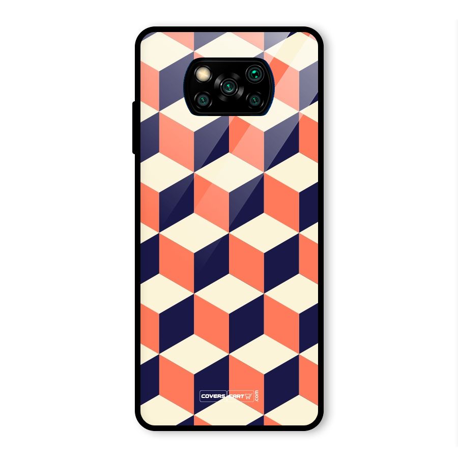 Cube Pattern Glass Back Case for Poco X3 Pro