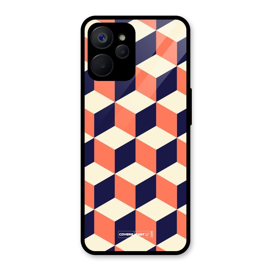 Cube Pattern Glass Back Case for Realme 9i 5G