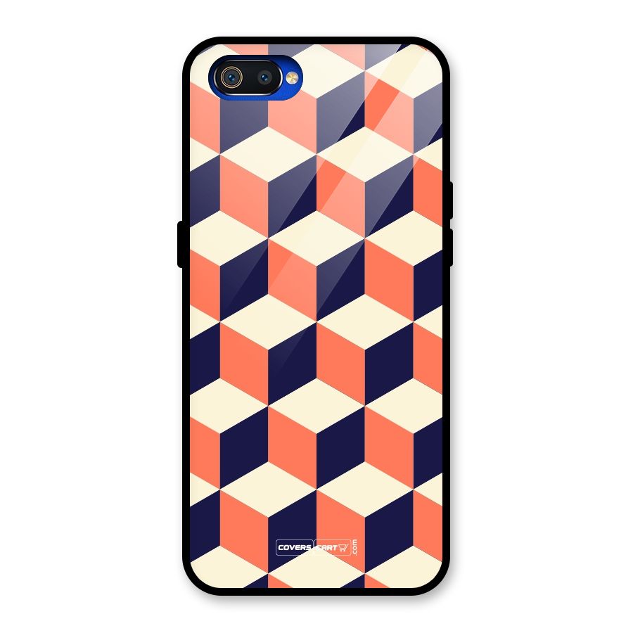 Cube Pattern Glass Back Case for Realme C2