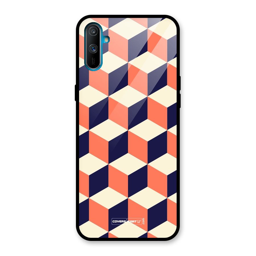 Cube Pattern Glass Back Case for Realme C3