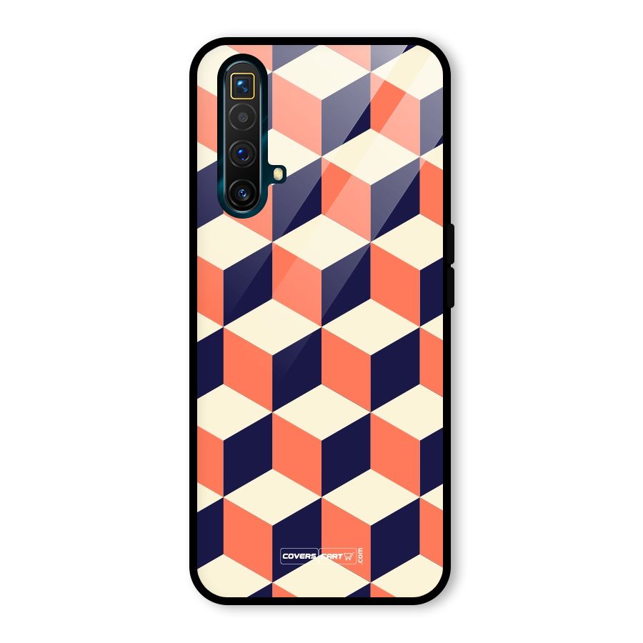 Cube Pattern Glass Back Case for Realme X3