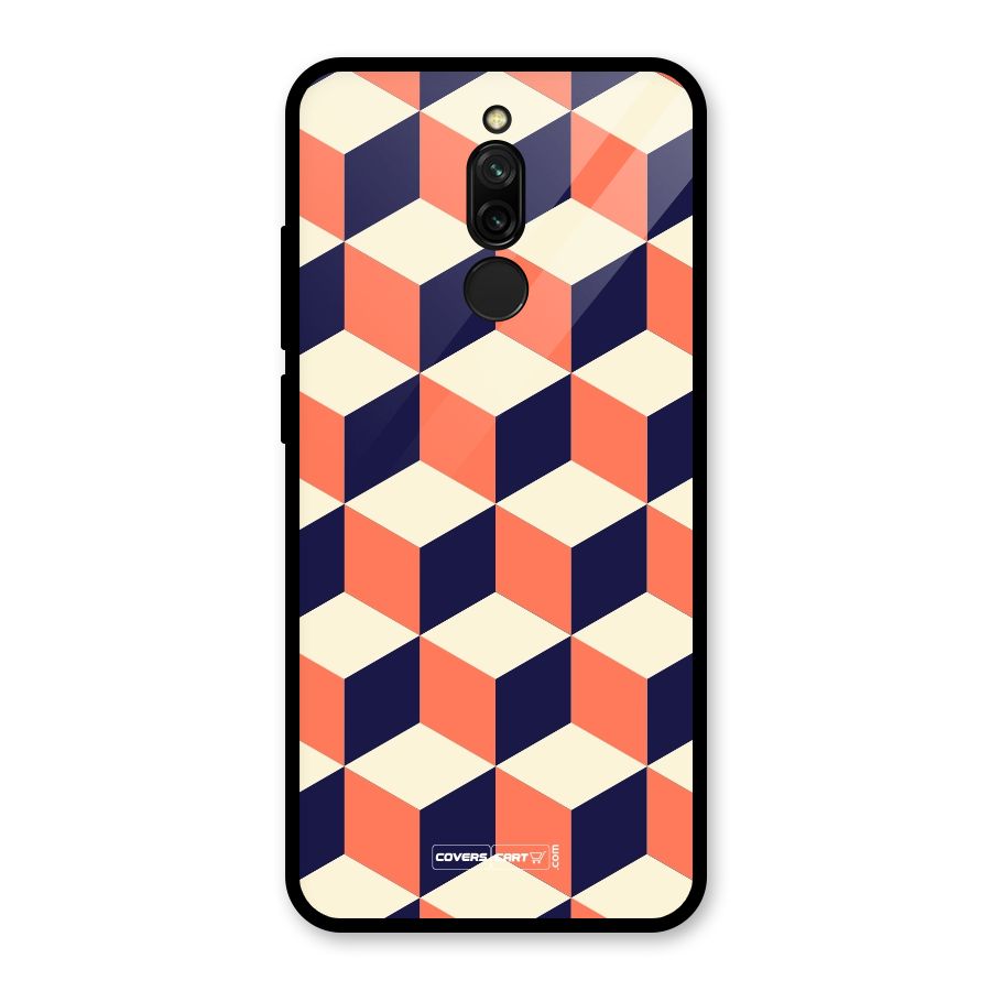 Cube Pattern Glass Back Case for Redmi 8
