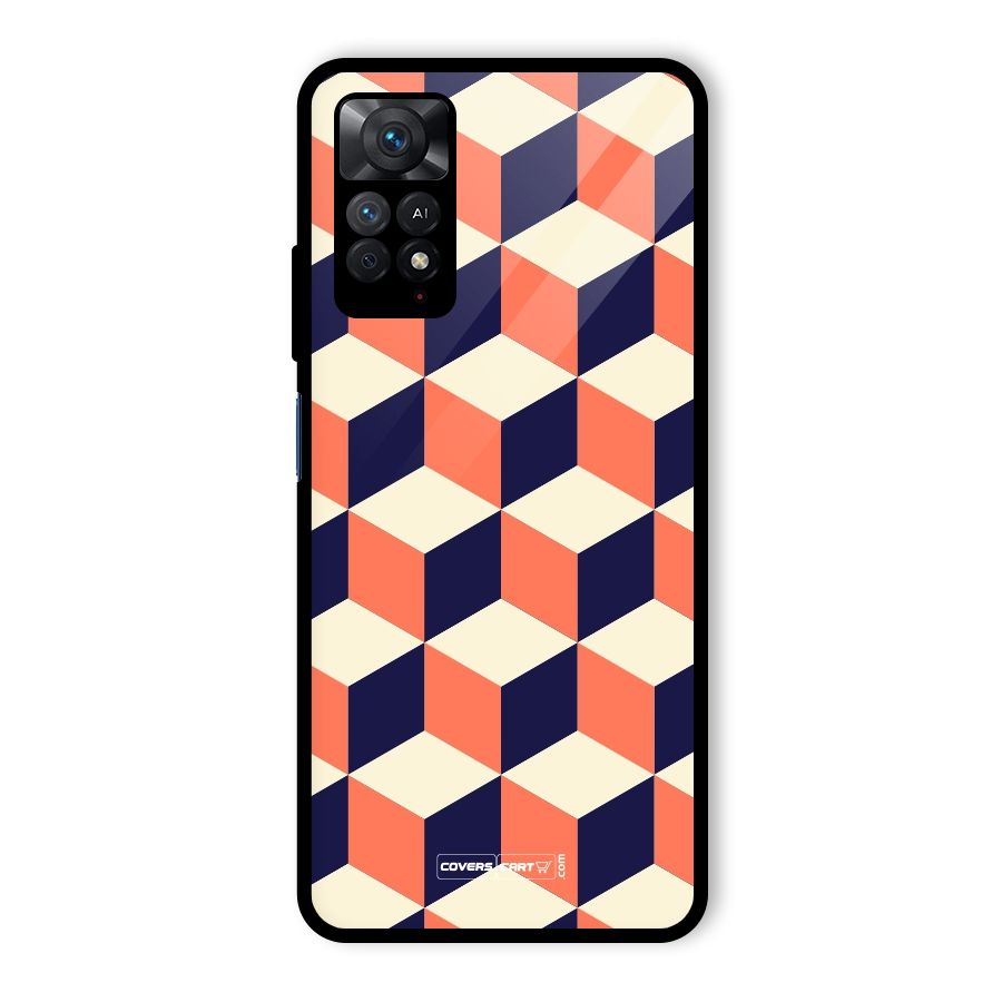 Cube Pattern Glass Back Case for Redmi Note 11 Pro