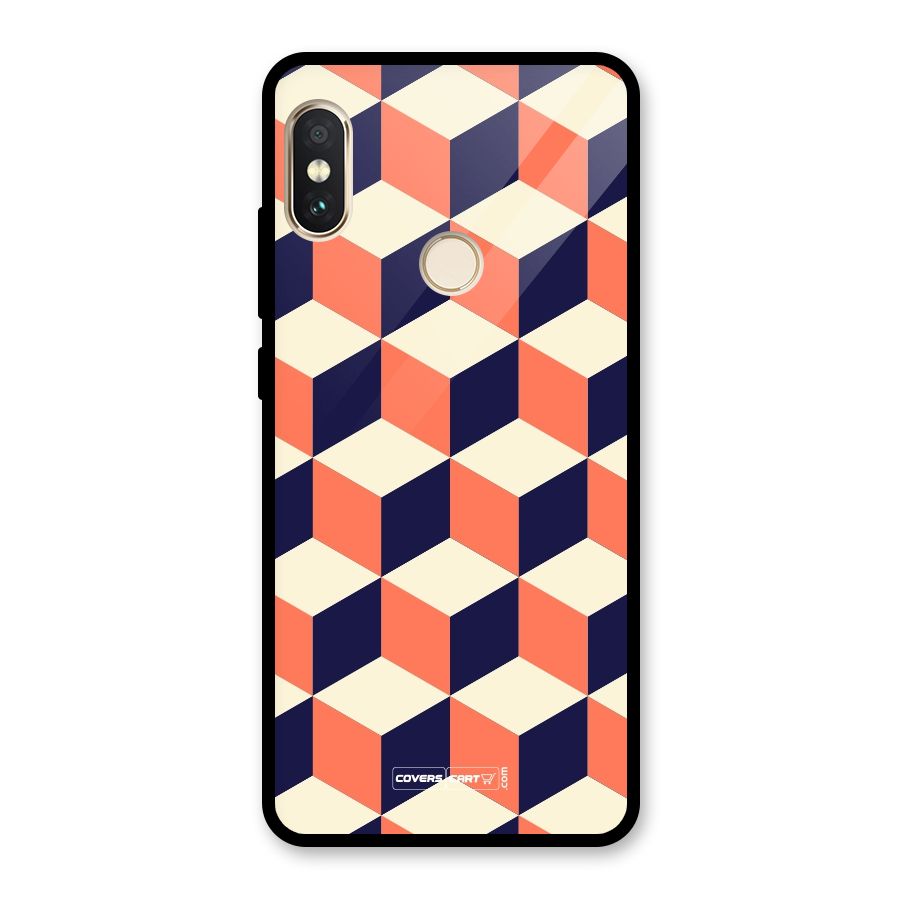 Cube Pattern Glass Back Case for Redmi Note 5 Pro