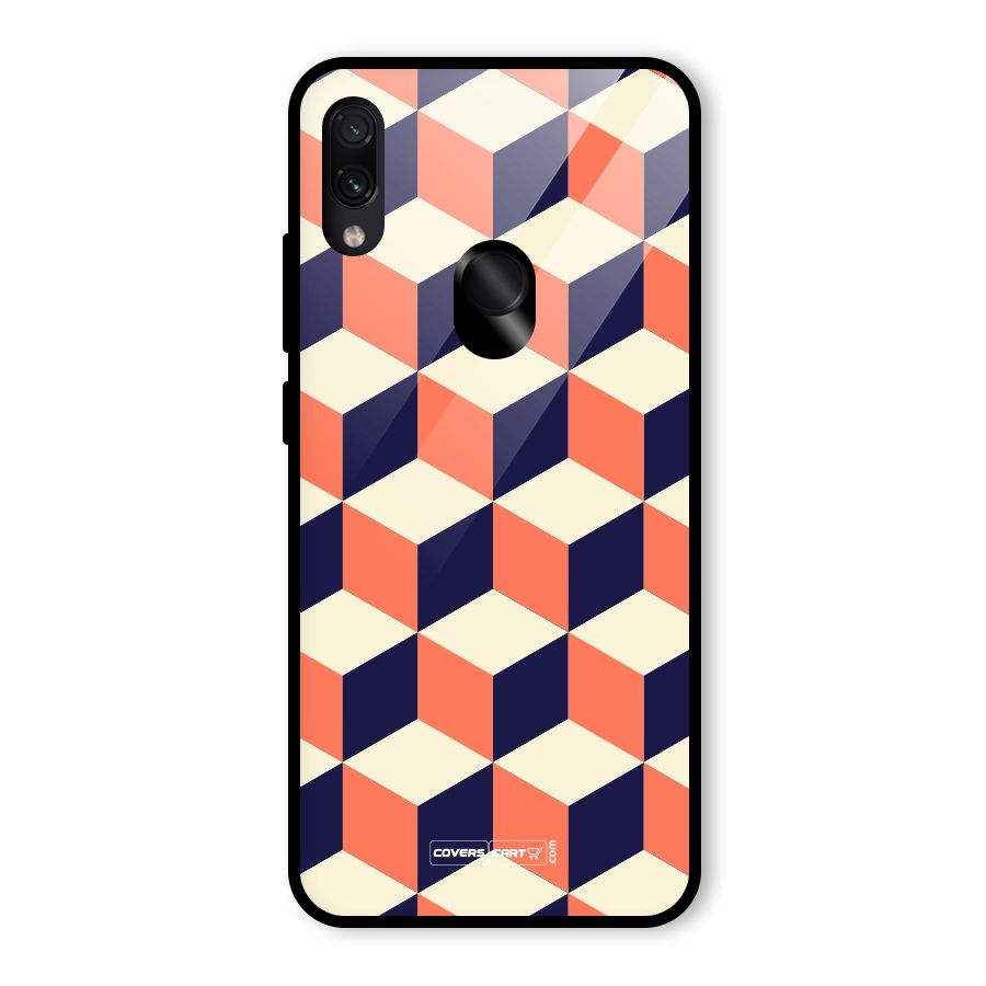 Cube Pattern Glass Back Case for Redmi Note 7 Pro