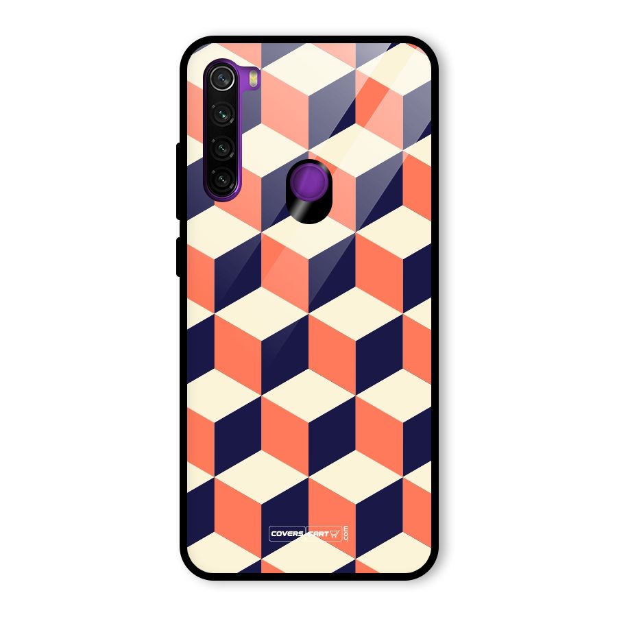 Cube Pattern Glass Back Case for Redmi Note 8