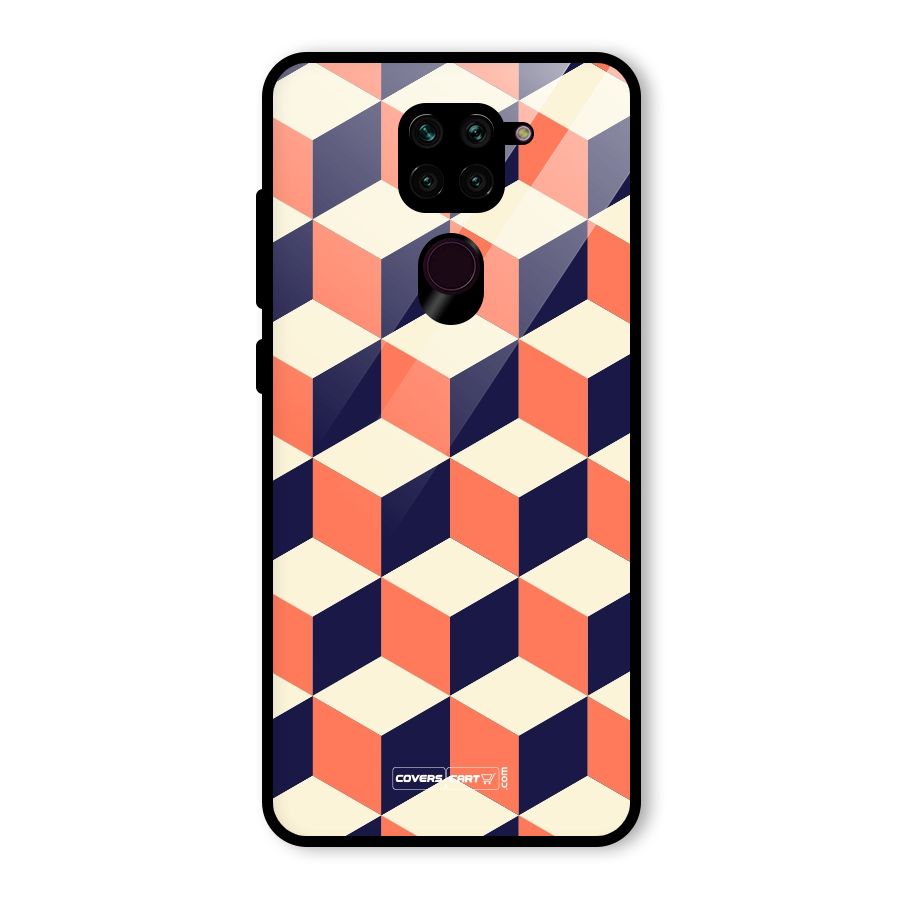 Cube Pattern Glass Back Case for Redmi Note 9
