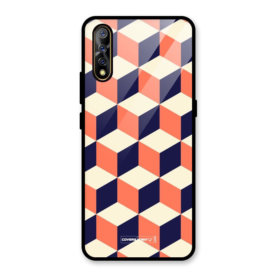Cube Pattern Glass Back Case for Vivo S1