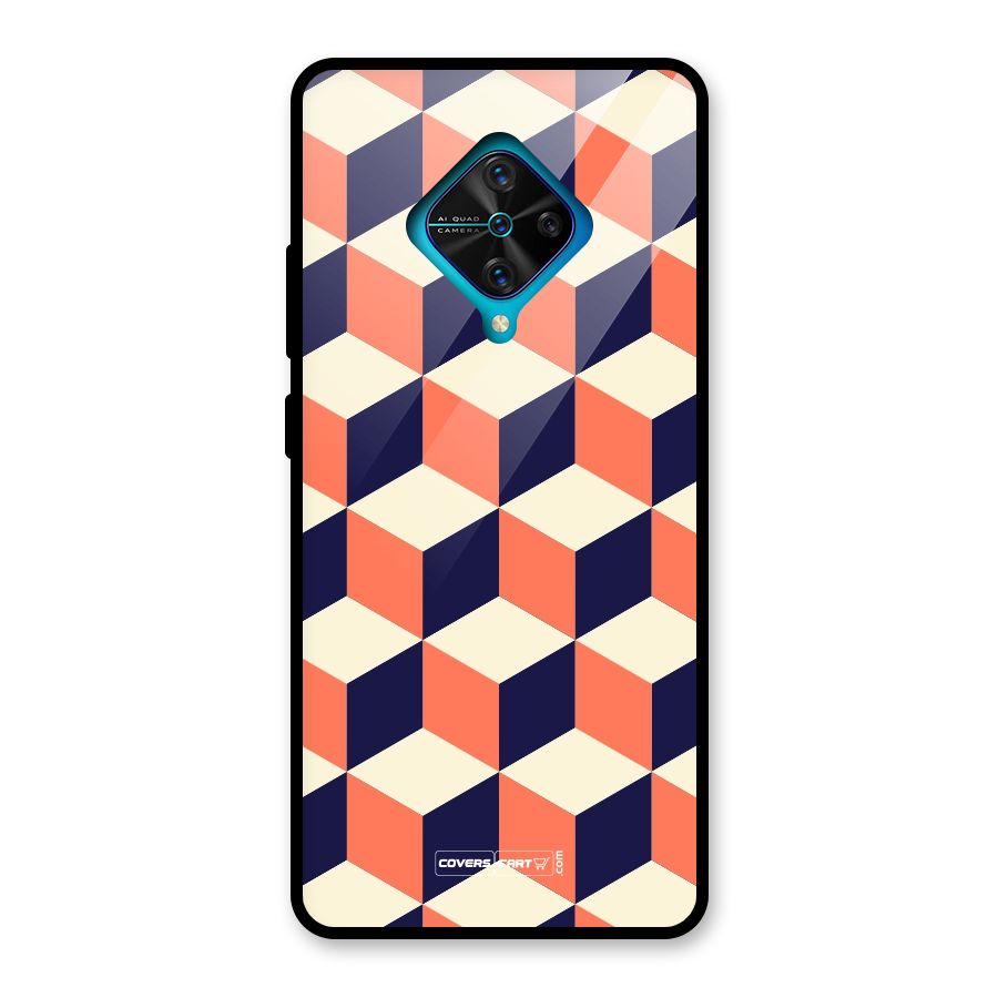 Cube Pattern Glass Back Case for Vivo S1 Pro