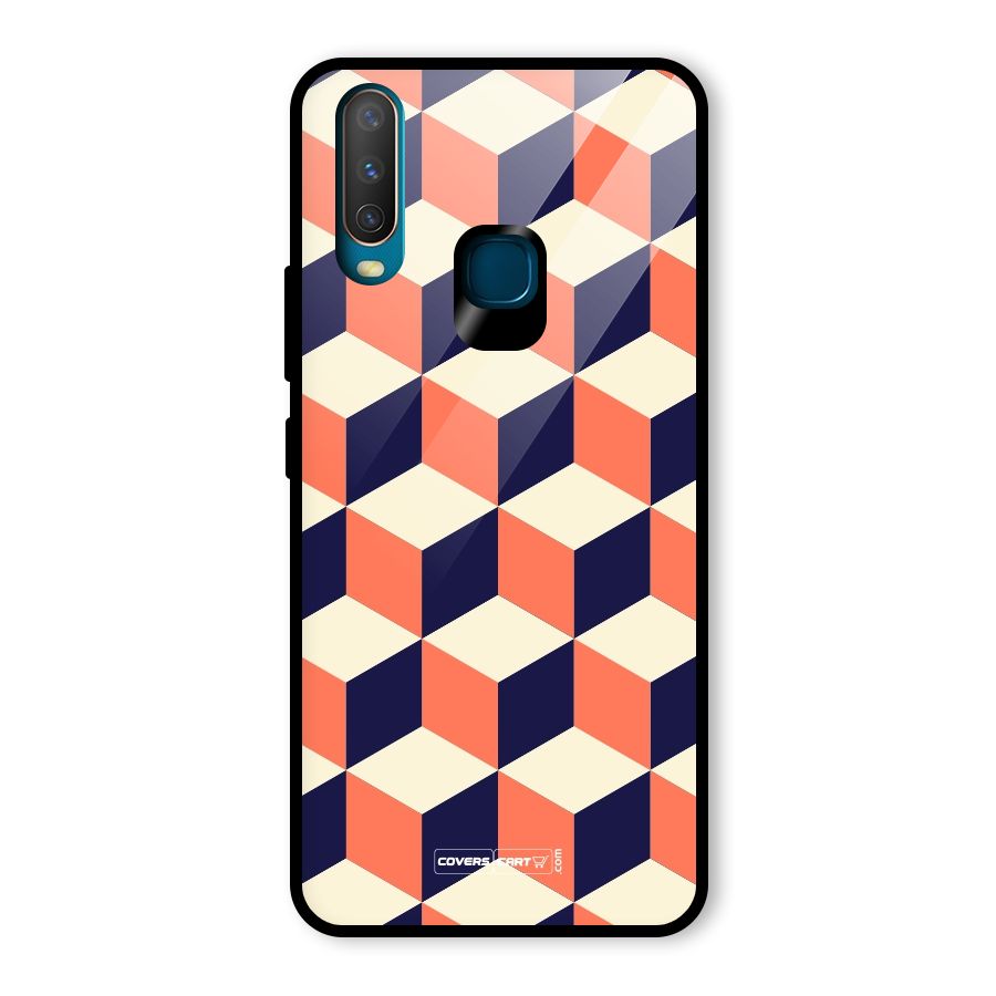 Cube Pattern Glass Back Case for Vivo U10