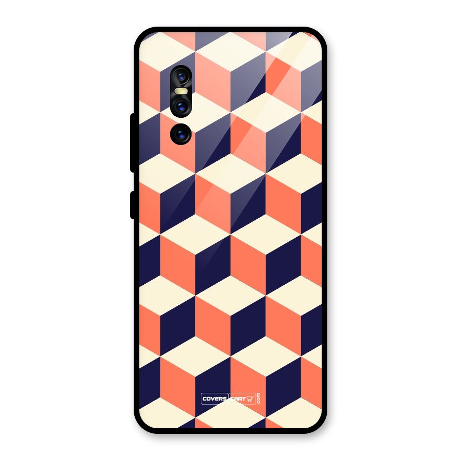 Cube Pattern Glass Back Case for Vivo V15 Pro