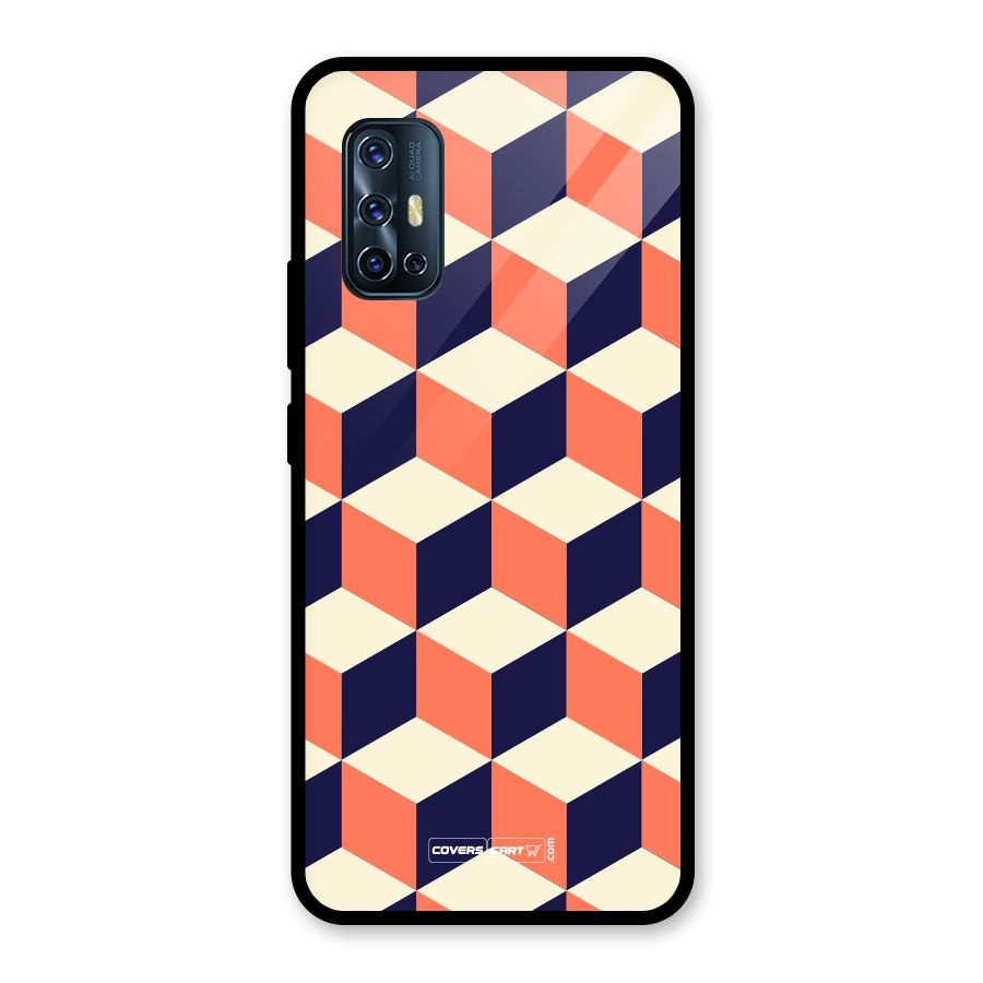 Cube Pattern Glass Back Case for Vivo V17