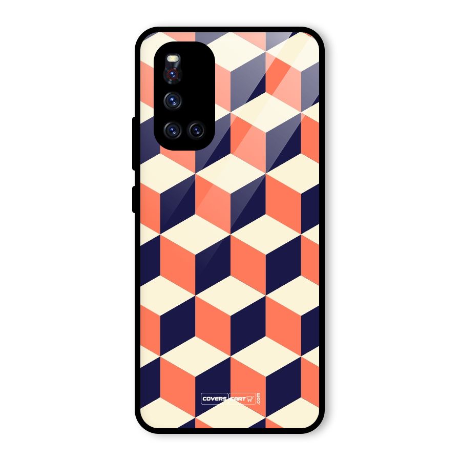 Cube Pattern Glass Back Case for Vivo V19