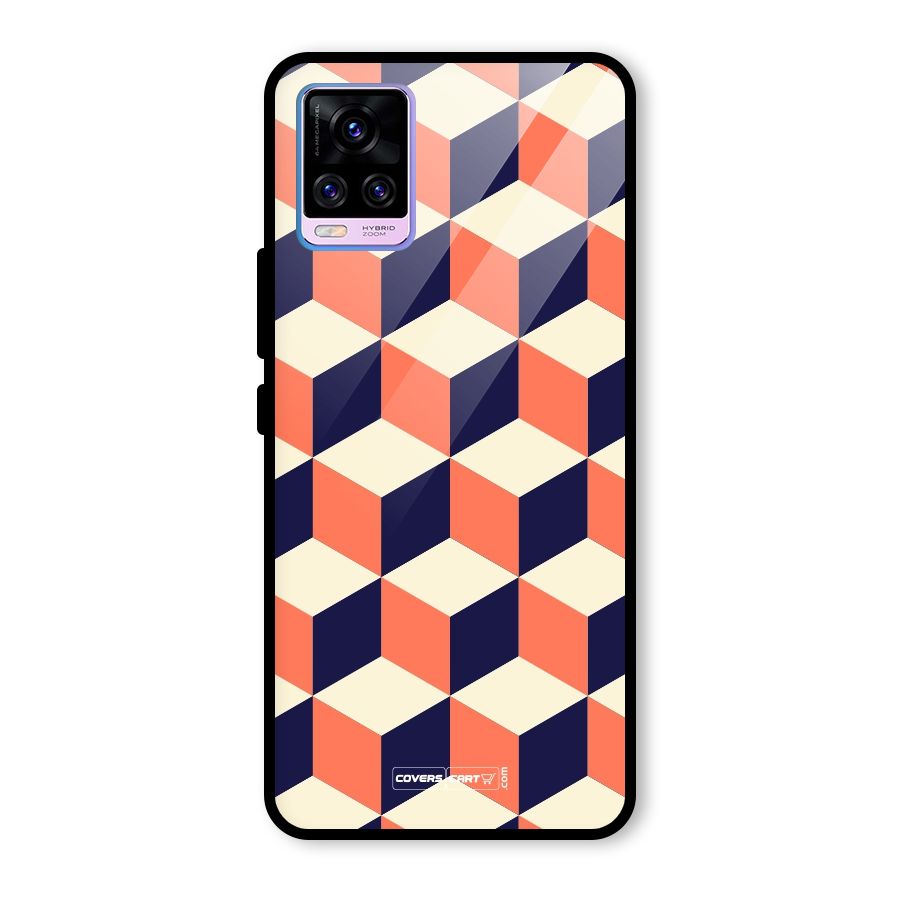 Cube Pattern Glass Back Case for Vivo V20 Pro