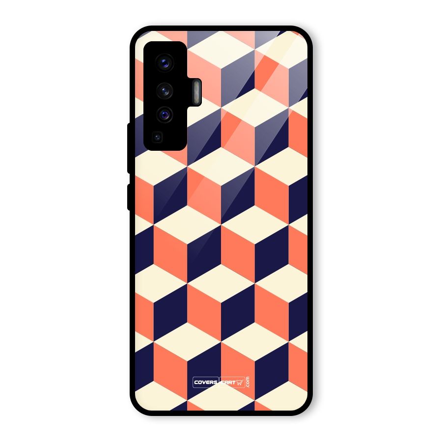 Cube Pattern Glass Back Case for Vivo X50
