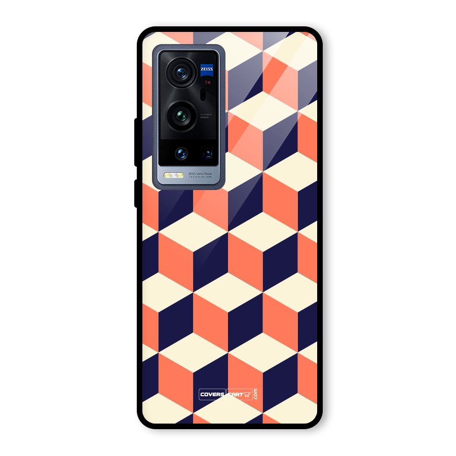 Cube Pattern Glass Back Case for Vivo X60 Pro Plus