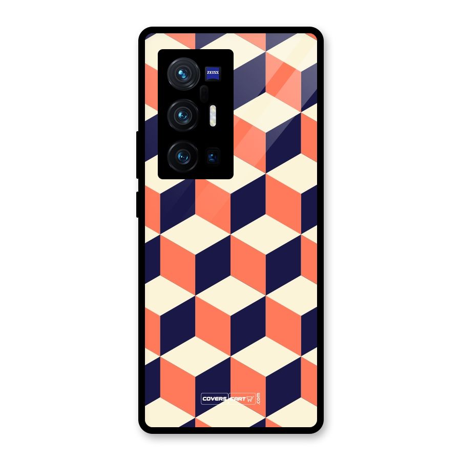 Cube Pattern Glass Back Case for Vivo X70 Pro Plus