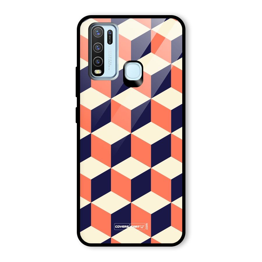 Cube Pattern Glass Back Case for Vivo Y30