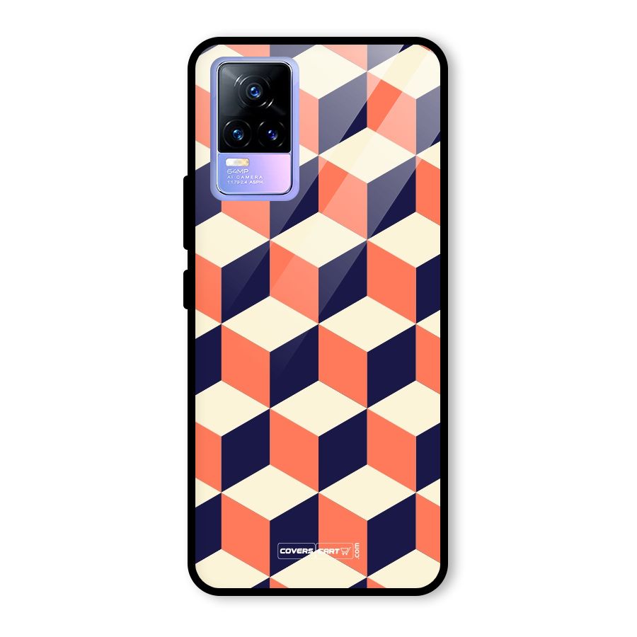 Cube Pattern Glass Back Case for Vivo Y73