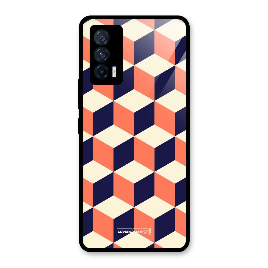 Cube Pattern Glass Back Case for Vivo iQOO 7 5G
