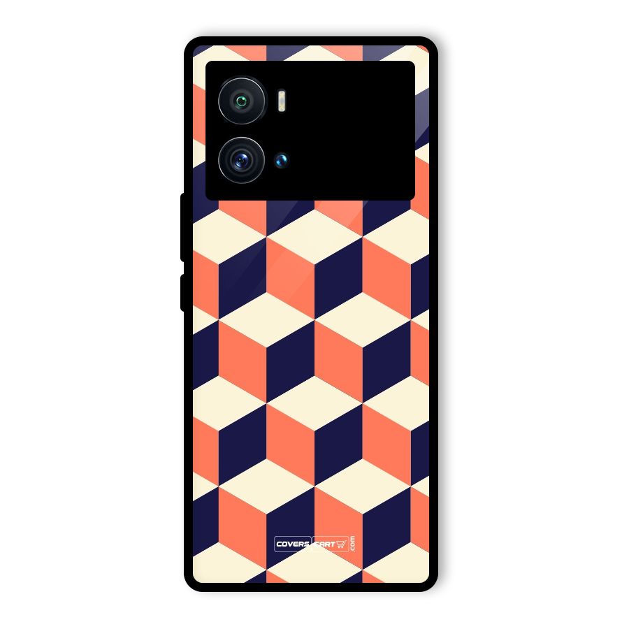 Cube Pattern Glass Back Case for Vivo iQOO 9 Pro