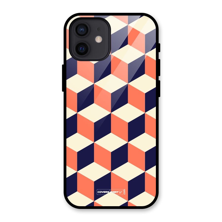 Cube Pattern Glass Back Case for iPhone 12