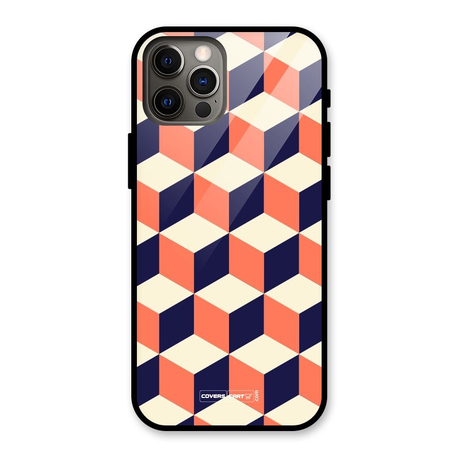 Cube Pattern Glass Back Case for iPhone 12 Pro