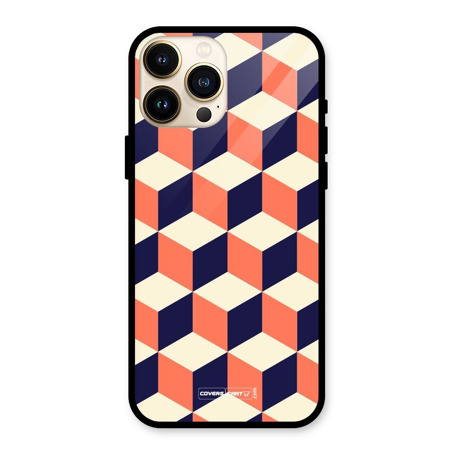 Cube Pattern Glass Back Case for iPhone 13 Pro Max