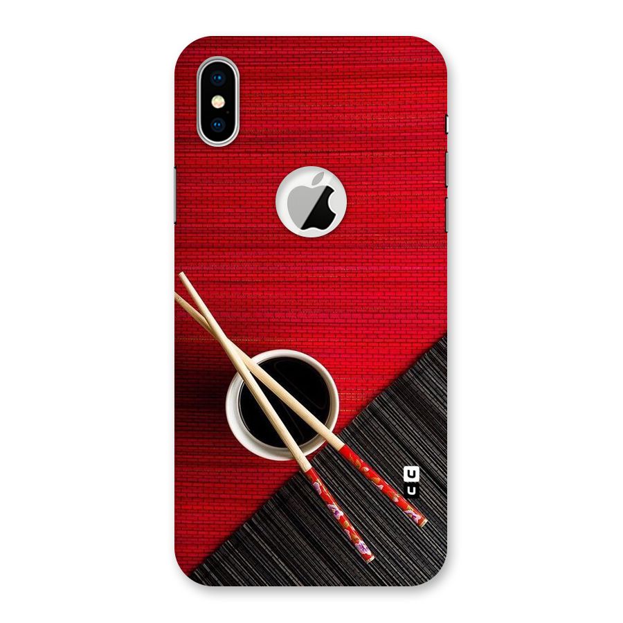 Cup Chopsticks Back Case for iPhone XS Logo Cut