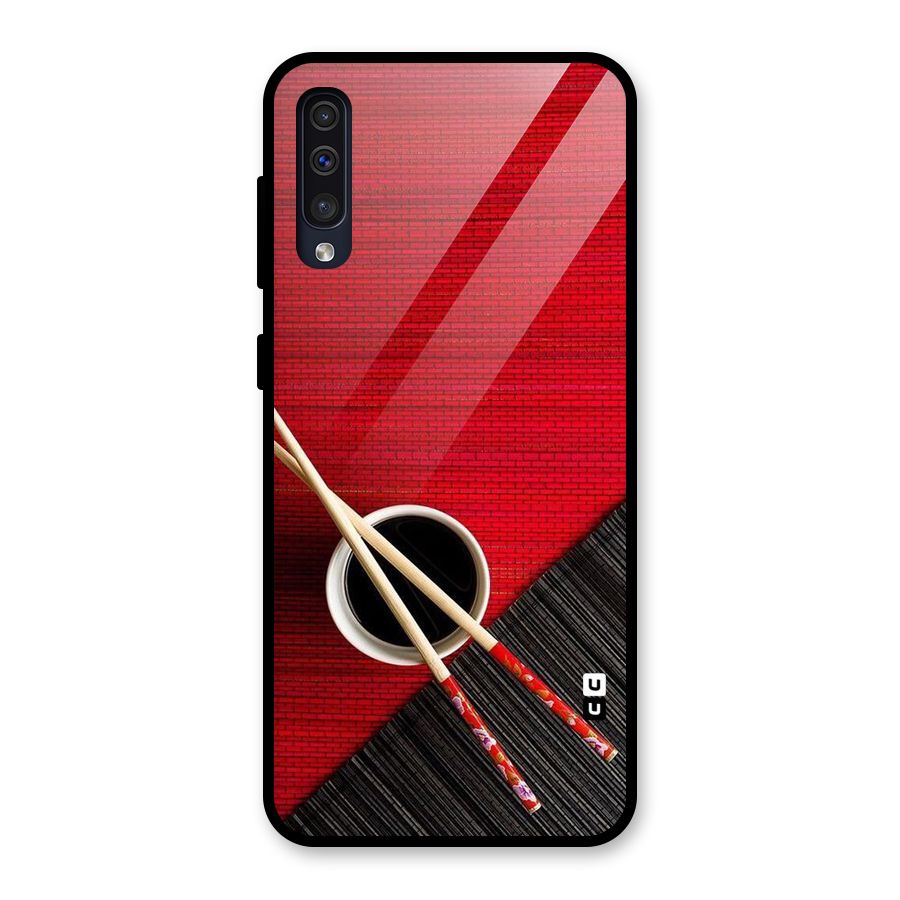 Cup Chopsticks Glass Back Case for Galaxy A50